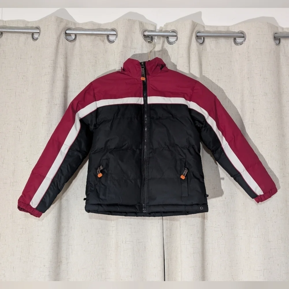 1826 Sports Stylish Black and Red Kids' Puffer Jacket